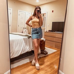 American Eagle mustard yellow & white striped tube top!